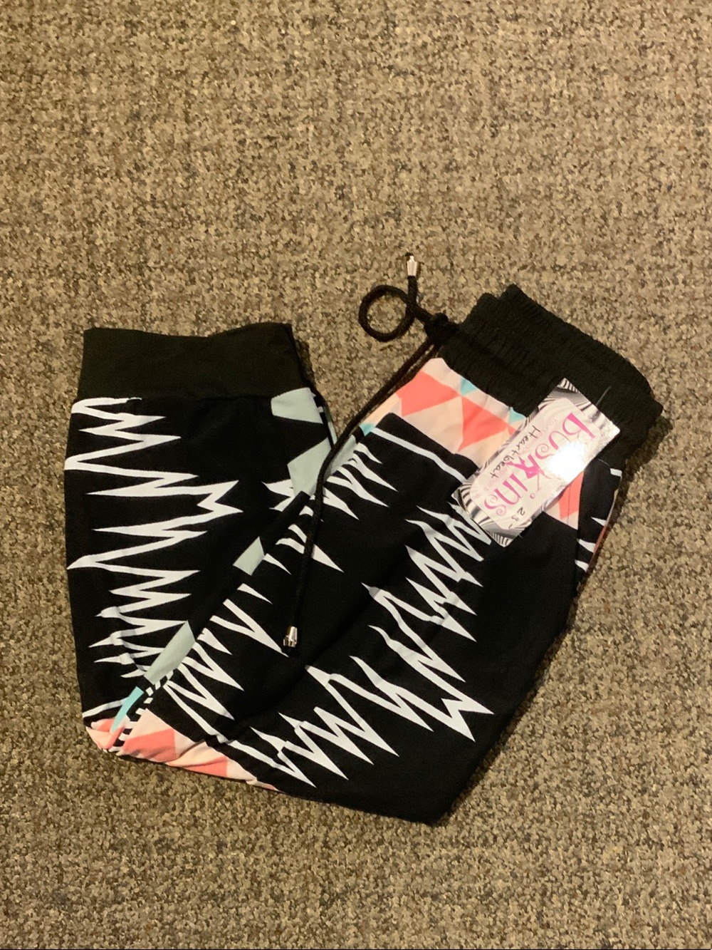 Buskins Girls Black Geometric Print Joggers Small/Medium